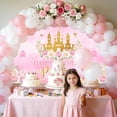 thumbnail image 3 of Princess Happy Birthday Banner Pink Princess Birthday Party Decorations Pastel Floral Castle Backdrop for Girls Princess Party Supplies, 3 of 9