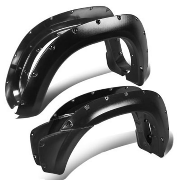 Ikon Motorsports Fender Flares Mud Guards Compatible with 2012-2015 Toyota Tacoma Base& Pre Runner Pocket Rivet Style Wheel Arch Extensions Cover Textured Black PP 4PCS Set