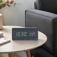thumbnail image 2 of Unique Bargains Night Mode Wood Grain Design LED Alarm Clock Black 5.6"L x 1.6"W x 3.0"H, 2 of 6