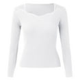 thumbnail image 2 of Gibobby Sueter para mujer invierno casual Suéter de punto con cuello en V de color sólido para mujer Suéter de cuello con fondo(Blanco,CH), 2 of 5