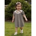 thumbnail image 3 of BemeyourBBs Girls Thanksgiving Dress Short Sleeve Turkey Embroidery Striped Dress, 3 of 9