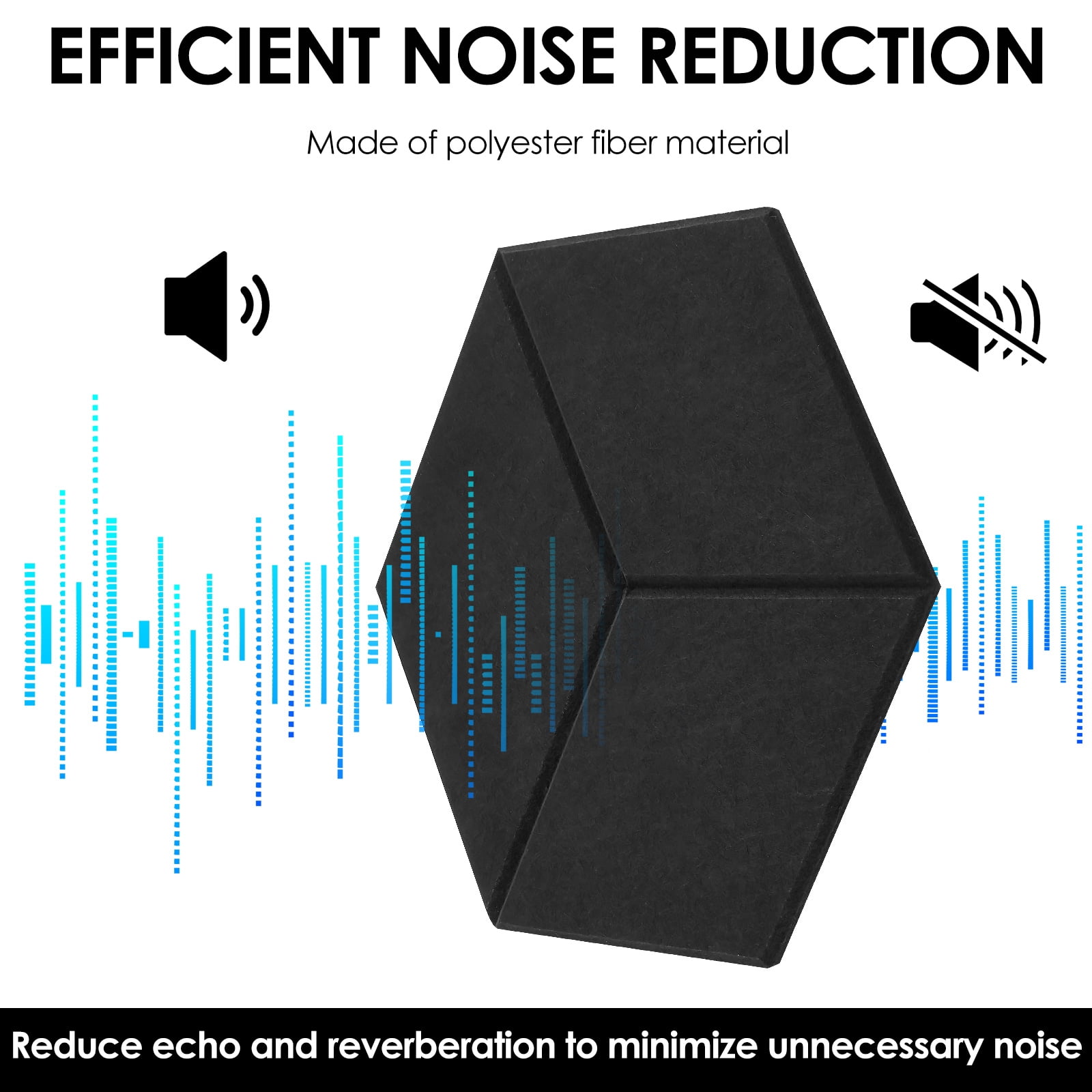 12 Pack Hexagon Acoustic Panels Self-adhesive TONOR 11.8"x10.24"x High Density Sound Proofing Panels for Walls Sound Deadening Insulation Treatment Sound Absorbing for Studio Office Home Black