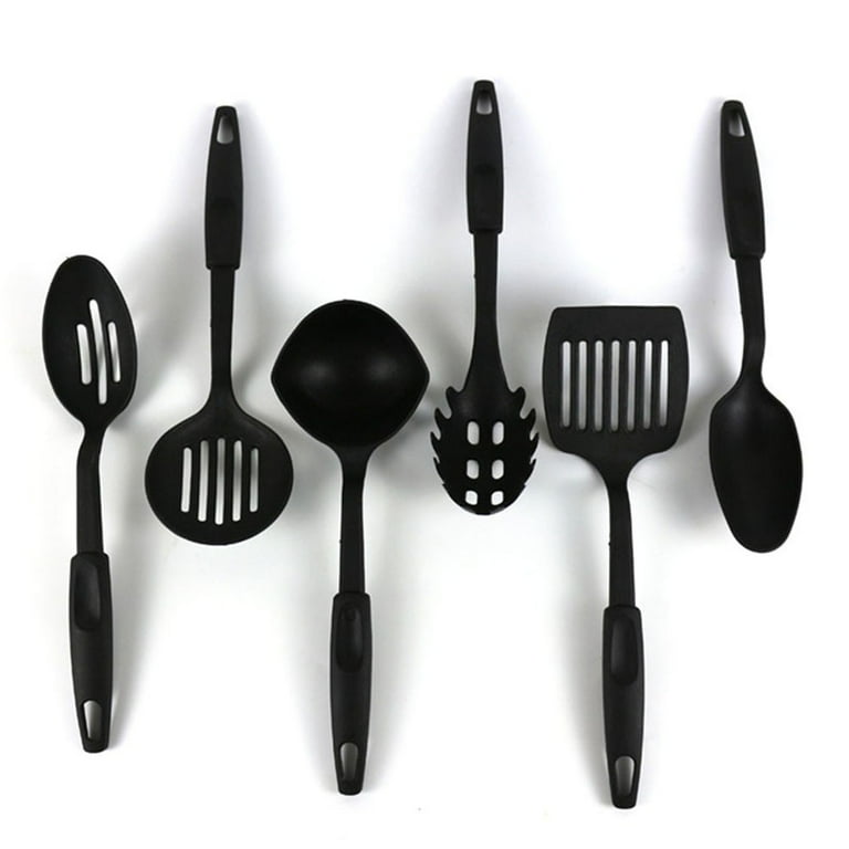 Nylon Cooking Utensil Set 6pc Silicone Kitchen Tools in Black