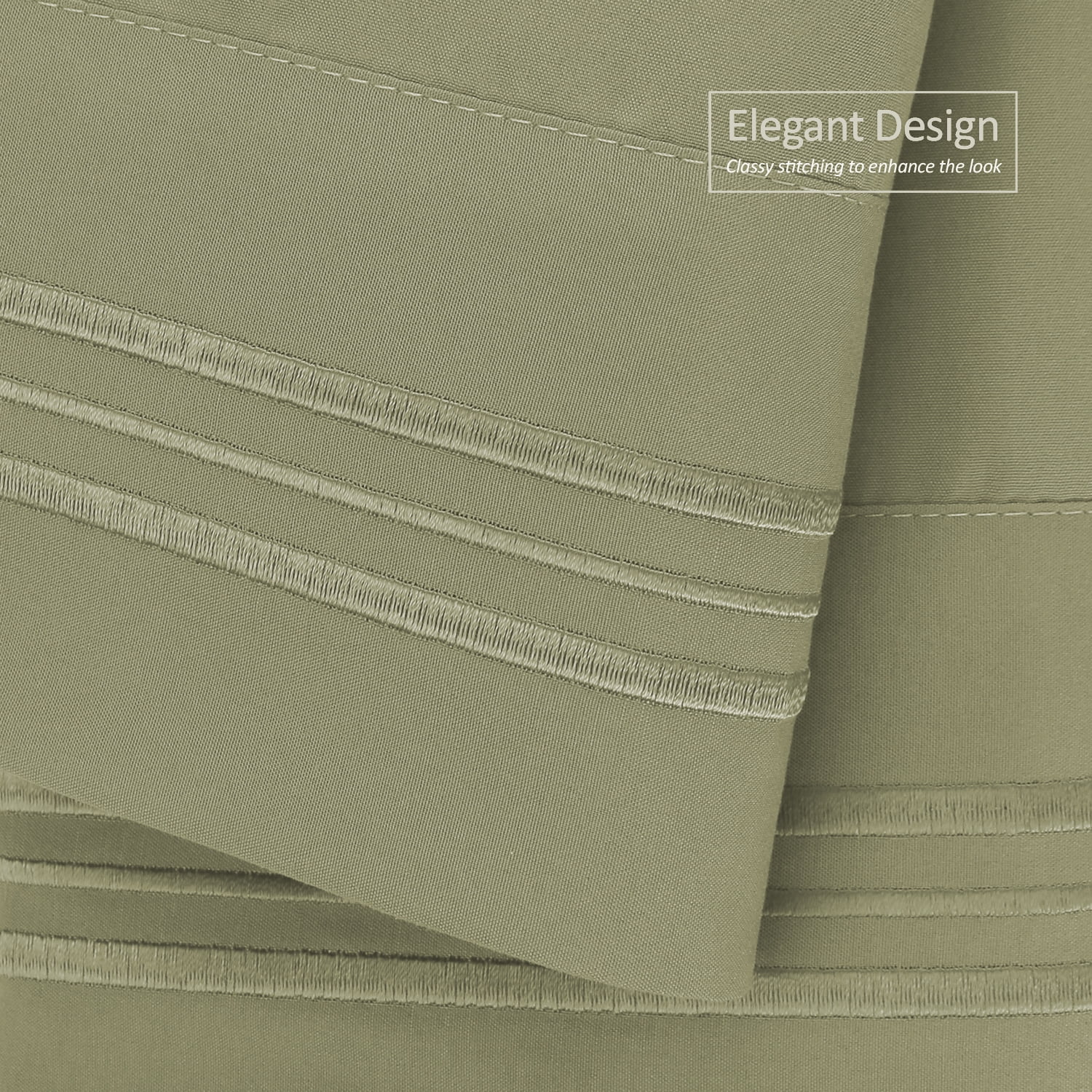 Clara Clark Pillow Cases Premier 1800 Microfiber Collection Pillow Case Set Of 2 Pieces, Standard Size, Sage Olive Green
