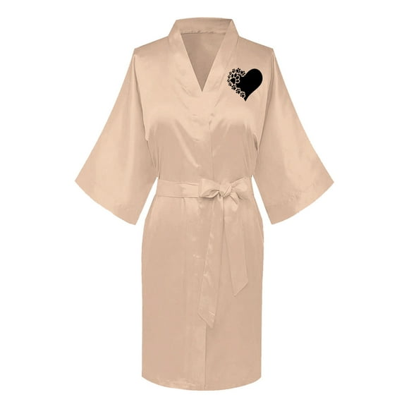 TIMIFIS Women's Short Silky Robes Bridesmaid Bride Party Satin Robes Sleepwear Plus Size Wedding Bridal Party Loungewear Dressing Gowns with 3/4 Sleeve - Spring/Summer