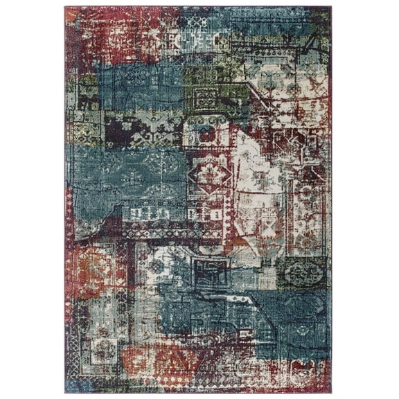 Modway Tribute Elowen Contemporary Modern Vintage Mosaic 5x8 Area Rug in Multicolored
