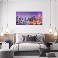 thumbnail image 2 of HFDF Large Canvas Wall Art Decor for Living Room Bedroom New York Skyline Pictures Modern City Night Landcape Purple Painting Prints Home Office Artwork Decoration 24x16inch Framed, 2 of 7