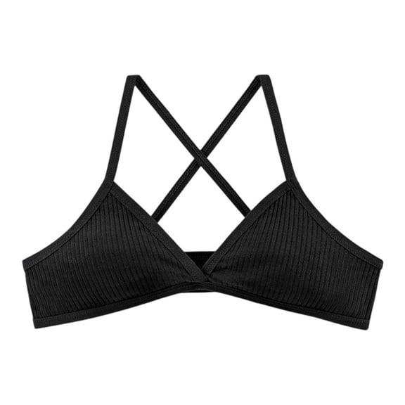 Lerpwige Thin V Neck Cotton Sports Bra Comfort Crisscross Back Design Bralette