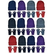 SOCKS'NBULK Mens Womens Hats and Gloves Set, Winter Bulk Wholesale Sets (Assorted Colors A - 12 Gloves 12 Hats)