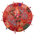 thumbnail image 2 of Stylo Culture Ethnic Floor Cushion Seating Vintage Patchwork Pillow Cover Red Giant 40x40 Inch Decorative Round Decor Seating Tuffet Seat Pouf Cover Footstool Cotton Embroidered 1 Pc, 2 of 4