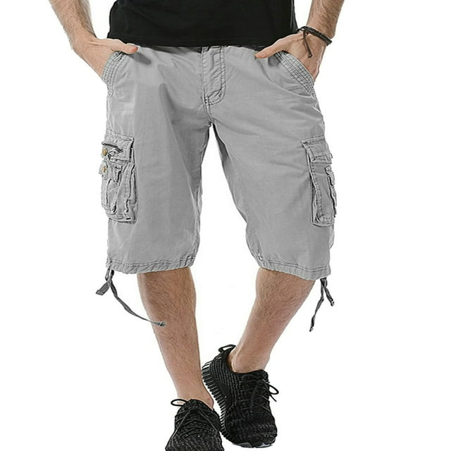 Button-Zipper Closure Cargo Shorts for Men with Pockets