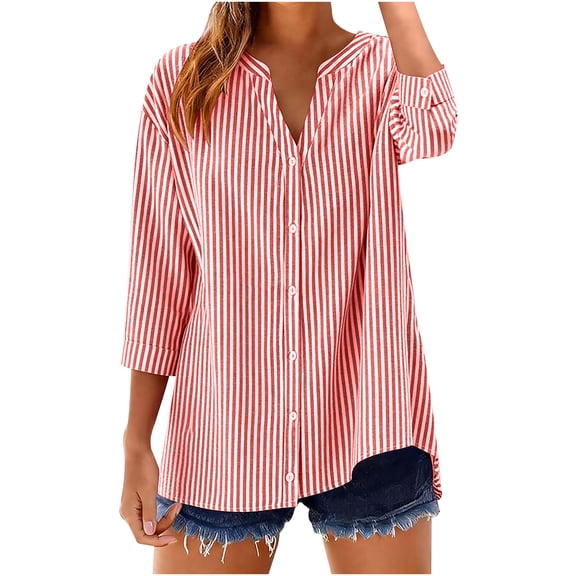 Womens Tops Dressy Blouses Casual Long Sleeve Business Shirts V Neck Pleated Work Loose Fit Fall Trendy Tunic Red XXL