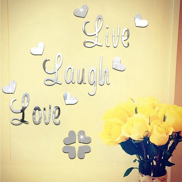 onlyliua para El Hogar Pegatinas de Pared Extraíbles con Frase Vive, Ríe, Calcomanía de Espejo para Decoración de Habitación