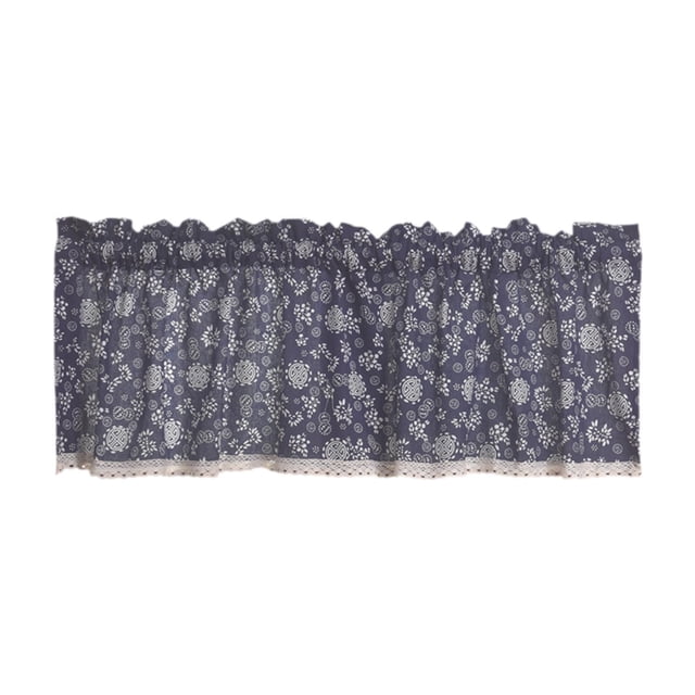 Cortina decorativa con cenefa de 137 x 61 cm, con bolsillo para barra y tratamiento para ventanas Azul marino
