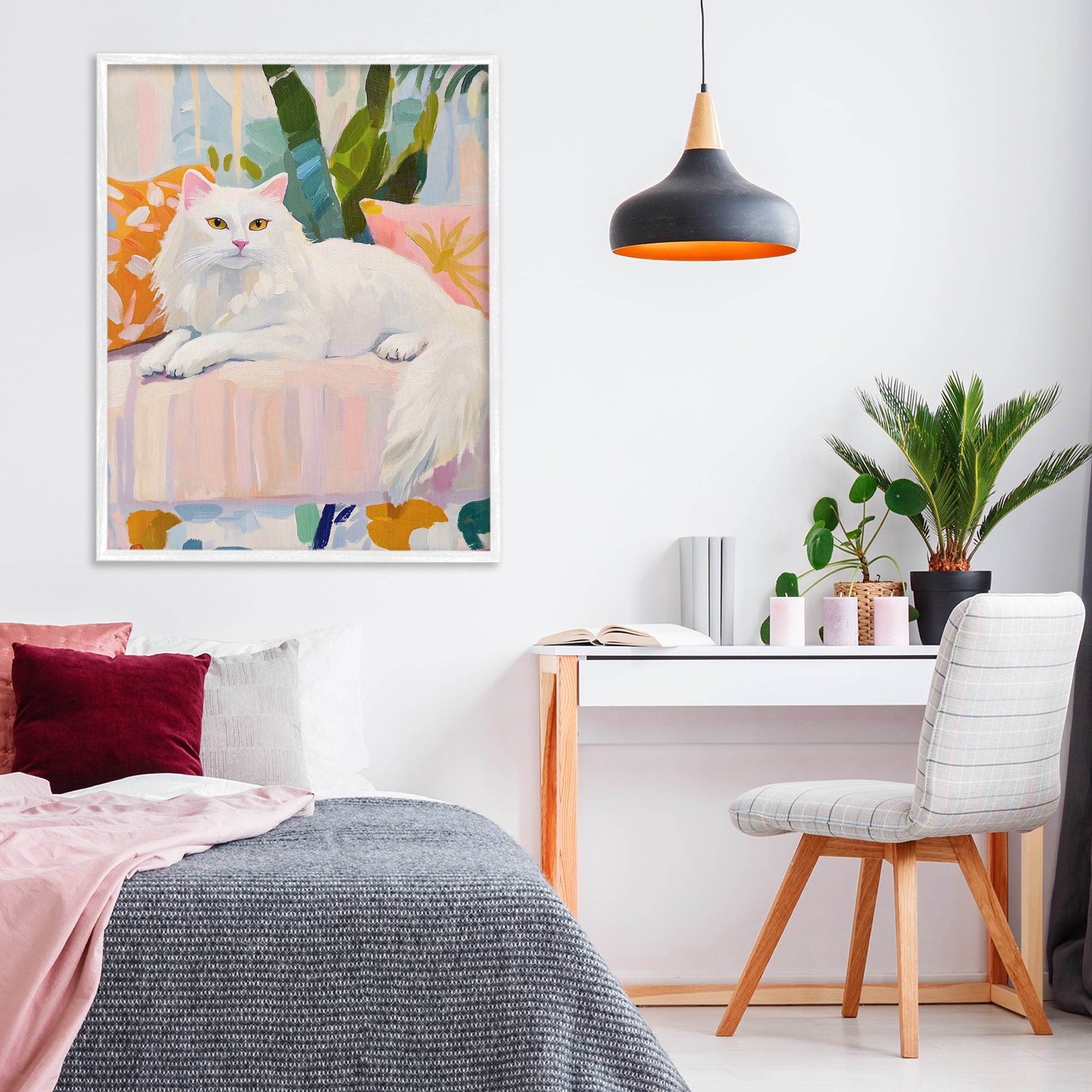 Stupell Industries Fancy Cat on Pastel Sofa White Framed Giclee Art, design by The Prints Vibe