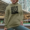 thumbnail image 2 of Life Is Better with a Dog, Pet Parent or Owner Quote, Groovy Retro Wavy Text Merch Gift, Sand Hooded Sweatshirt or Hoodie, XL, 2 of 5