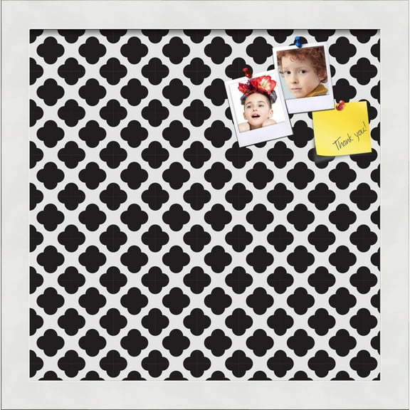 PinPix 12x12 Custom Cork Bulletin Board Black - White Clover Poster Board Has a Fabric Style Canvas Finish, Framed in Black - White Clover, by ArtToFrames (PinPix-121)