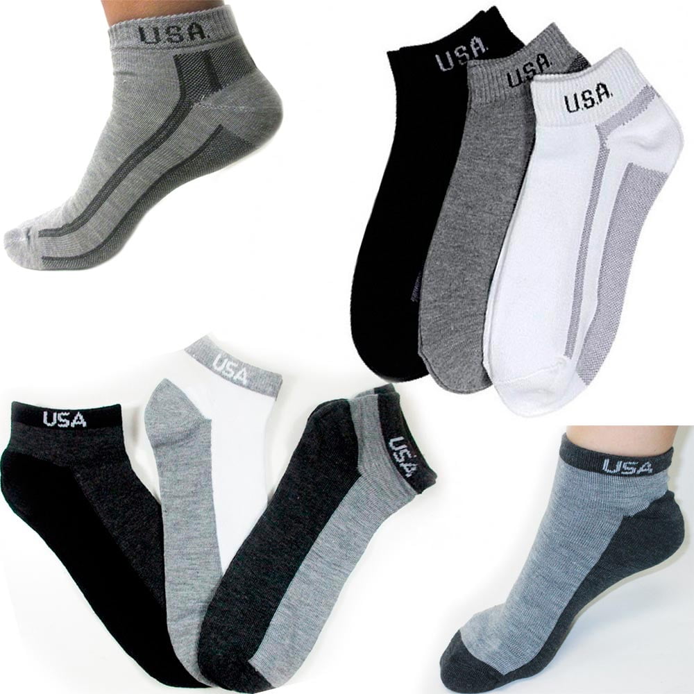 Black Low Cut Socks 6 Pair Men's Size 10-13 Made In The USA!! 