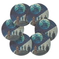 thumbnail image 7 of Yayeee 6 PCS Drink Coasters with Holder Set Woven Absorbent Round Tabletop Hot Pad, Blue Planet, 7 of 7