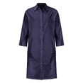 thumbnail image 5 of Holloyiver Women's Loose Double Pocket Long Sleeve Solid Color Cotton Cardigan Dresses S-4XL, 5 of 8