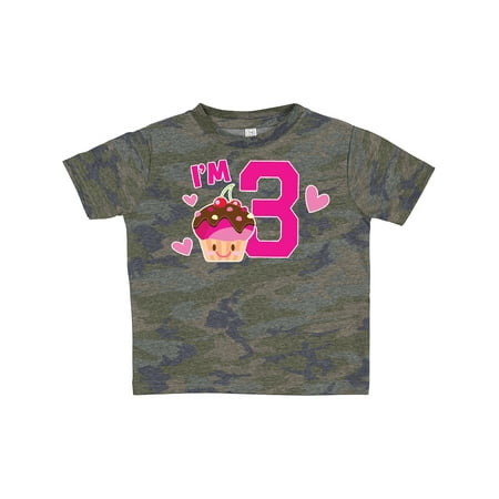 

Inktastic I m 3 with Cute Cupcake and Hearts Gift Toddler Toddler Girl T-Shirt