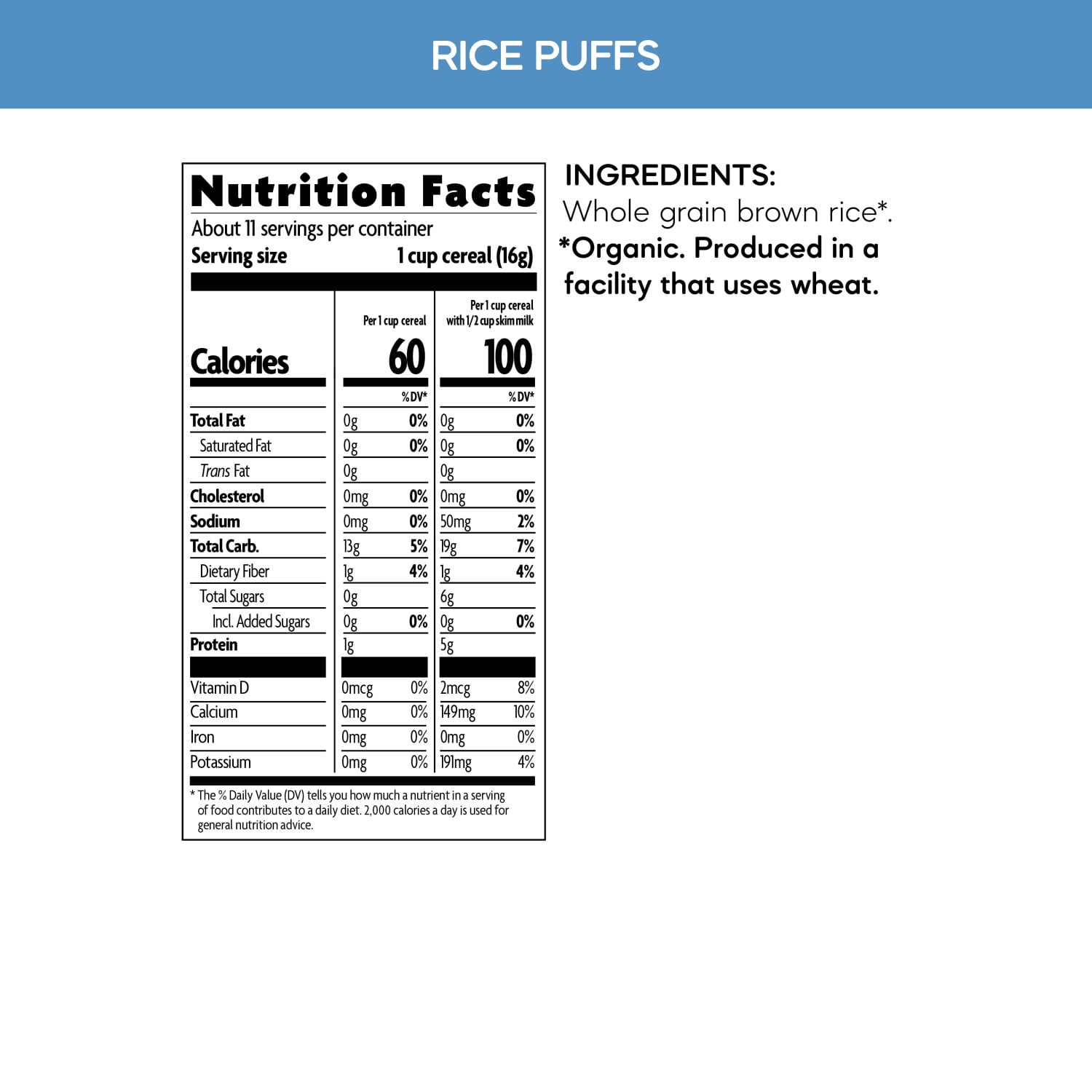 Nature's Path Organic Rice Puffs Breakfast Cereal, 6oz Bag (pack of 12)