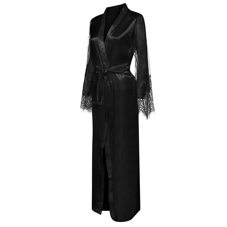 Lovskoo Women's 2024 Plus Size Soft Long Satin Robes Long Silk
