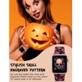 thumbnail image 6 of Wearlizer Halloween Skull Engraved Band Compatible with Apple Watch Band 40mm 38mm 41mm 49mm 45mm 44mm 42mm Women, Two-Tone Skull Cute Soft Silicone Sport Strap for iWatch Series 9 8/7/6/5/4/3/2/1/SE, 6 of 6