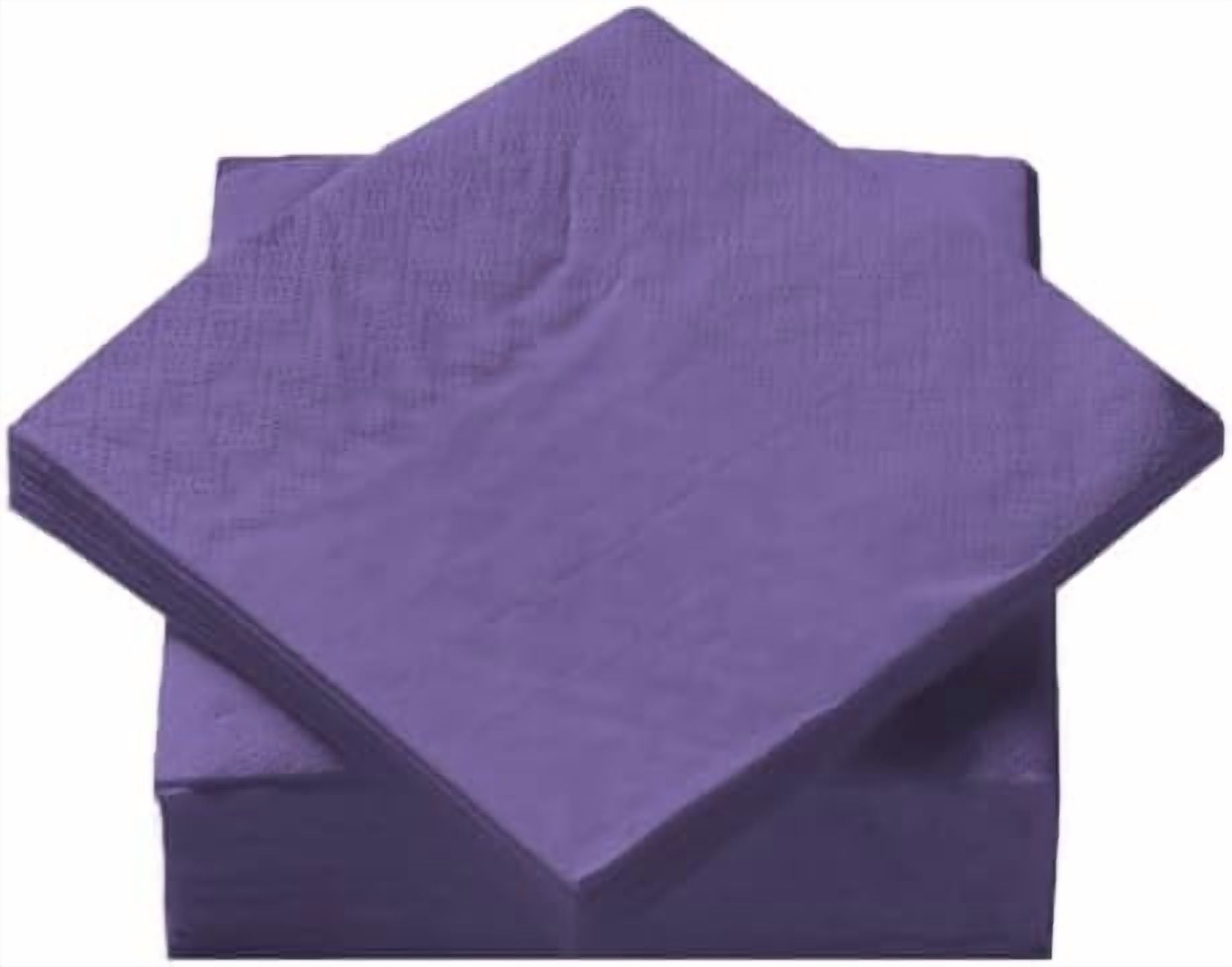 100 Pack Cocktail Napkin 2-Ply Dessert Napkins Folded 5 x 5 Inches Disposable Napkins for Dinner Wedding Birthday Party Bridal Anniversary Reception Event (100, Purple)