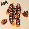 thumbnail image 2 of Weebloom Baby Girl Halloween Pumpkin Outfits Long Sleeved Pumpkin Print Overall For Toddlers With Zipper Crawling Suit 0-1 Year Jumpsuits Romper 0-3 Months, 2 of 7