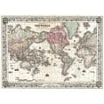 thumbnail image 3 of Colton 14x11 Black Modern Framed Museum Art Print Titled - 1852 Coltons Vintage Map of the World, 3 of 5