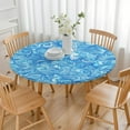 thumbnail image 3 of Blue White Tie Dye Swirl Pattern Round Fitted Tablecloth with Elastic Edge,Dining Table Cover Waterproof,Outdoor Round Tablecloth for Camping,Dining,Indoor and Outdoor, 3 of 7
