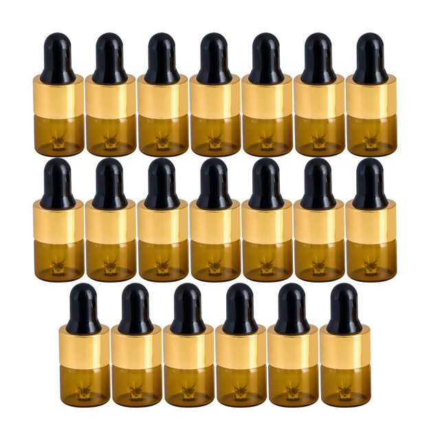 Botellas cuentagotas Zulema 20 piezas Vidrio recargable a prueba de fugas Marrón dorado