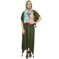 thumbnail image 4 of Bimba Women's Dark Olive Green Asymmetrical Hem Maxi Dress With Scarf Dresses-12, 4 of 9