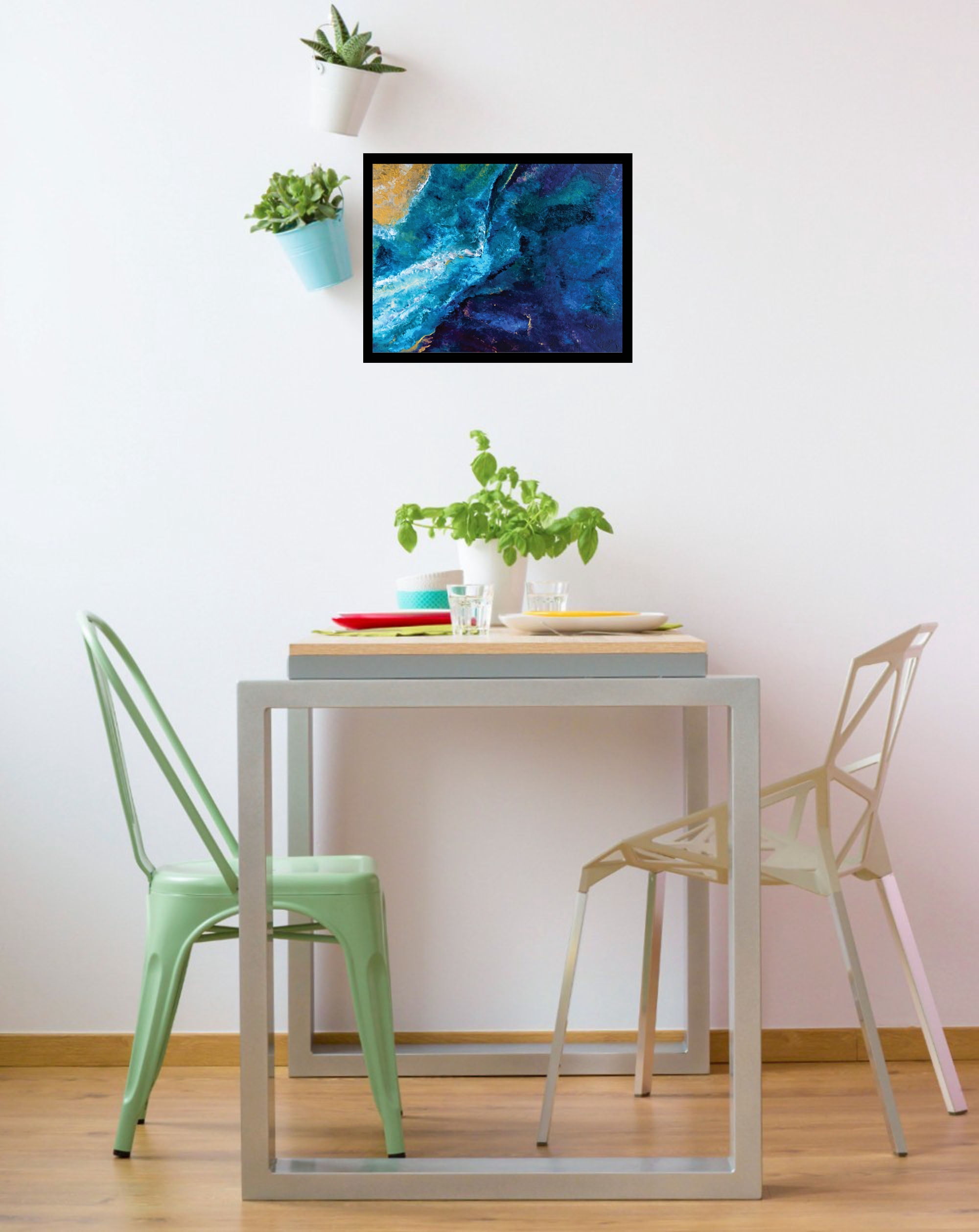 Venice Beach Collection's Abstract Sea by Artist Sarah 14x18 Framed Print