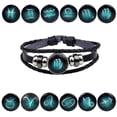 thumbnail image 2 of Pulsera de doce constelaciones, joyería europea y americana, aleación multicapa, tejido luminoso, cuero punk, cielo nocturno, 2 of 5