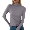 thumbnail image 2 of Womens Slim Fit Turtleneck Top Long Sleeve Lightweight Double Faced Bottoming Shirt Fashion Clothing Womens Long Sleeve Tops Spring Fashion 2026 Basic Tees, 2 of 5