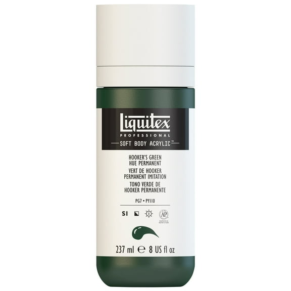 Liquitex Professional Soft Body Acrylic Color, 8 oz. Bottle, Hooker's Green Hue Permanent