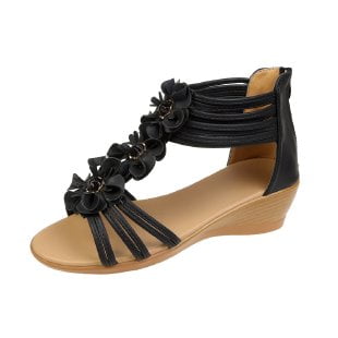 Nuevas sandalias de moda para mujer, tacón cómodo de talla grande, verano 2022, cuña gruesa para niñas, sandalias gruesas de color Beige para mujer, sandalias de talla grande 37 Gao Jinjia LED