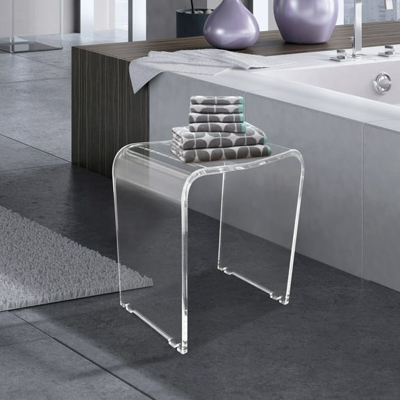 300Lbs Acrylic Shower Bench Stool U-Shaped Clear Bath Chair Seat for Sauna