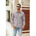 thumbnail image 2 of COOFANDY Men's Button Down Waffle Shirt Jacket Casual Long Sleeve Shacket Lightweight Overshirts with Flap Pockets, 2 of 7