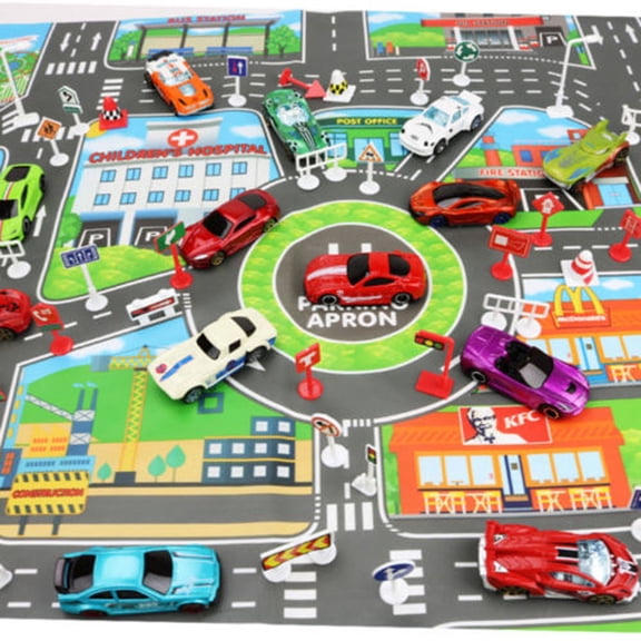 Weerihhol Kids Play Mat City Road Buildings Parking Map Game Scene Map Educational Toys Begin Again Puzzles Farm
