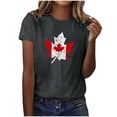 thumbnail image 2 of HOMBOM Tops for Women Summer Short Sleeve T-Shirts Basic Dark Gray Crew Neck Maple Leaf Print Ladies Graphic Tees, 2 of 5