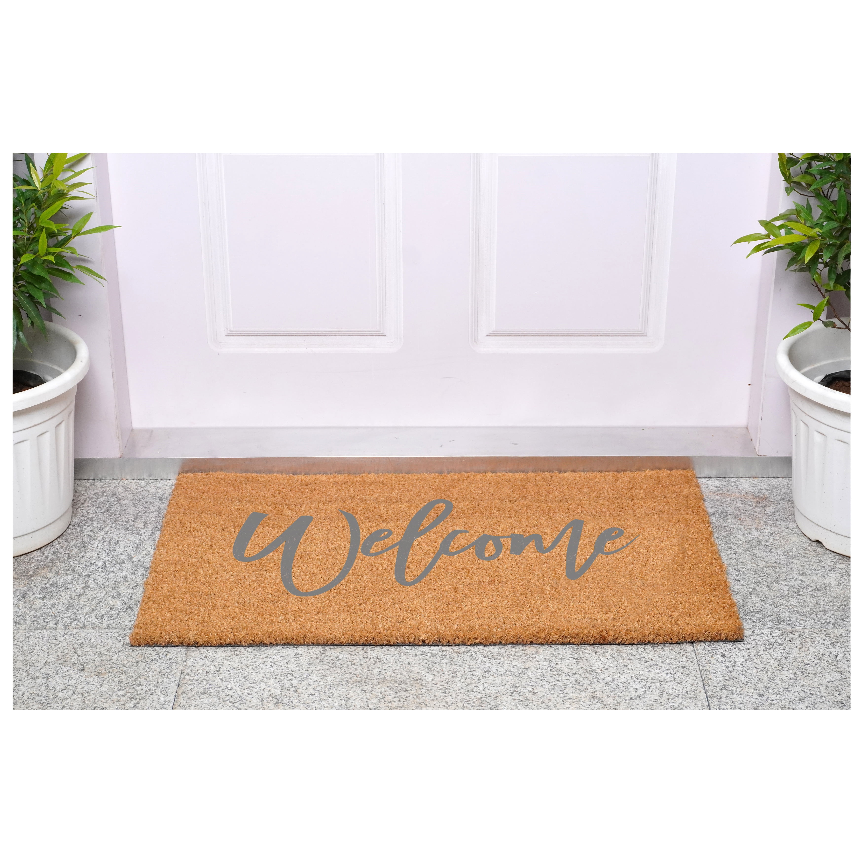 Calloway Mills 116232436 Cursive Welcome Doormat, 24" x 36", Grey