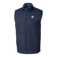 thumbnail image 2 of Men's Cutter & Buck Navy Los Angeles Chargers Throwback Logo Big & Tall Stealth Hybrid Quilted Windbreaker Full-Zip Vest, 2 of 3