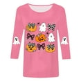 thumbnail image 6 of zaveiop Halloween Shirts for Women 2025 Casual Round Neck and Three Quarter Sleeves Funny Holiday Graphic Tee Fall Winter Loose Fit Tops (Pink, XXXL), 6 of 6