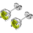thumbnail image 2 of Divine Creation 1.10 Ct Round Cut Peridot Push Back Stud Earring's For Women's 14K White Gold Plated 925 Sterling Silver, 2 of 3