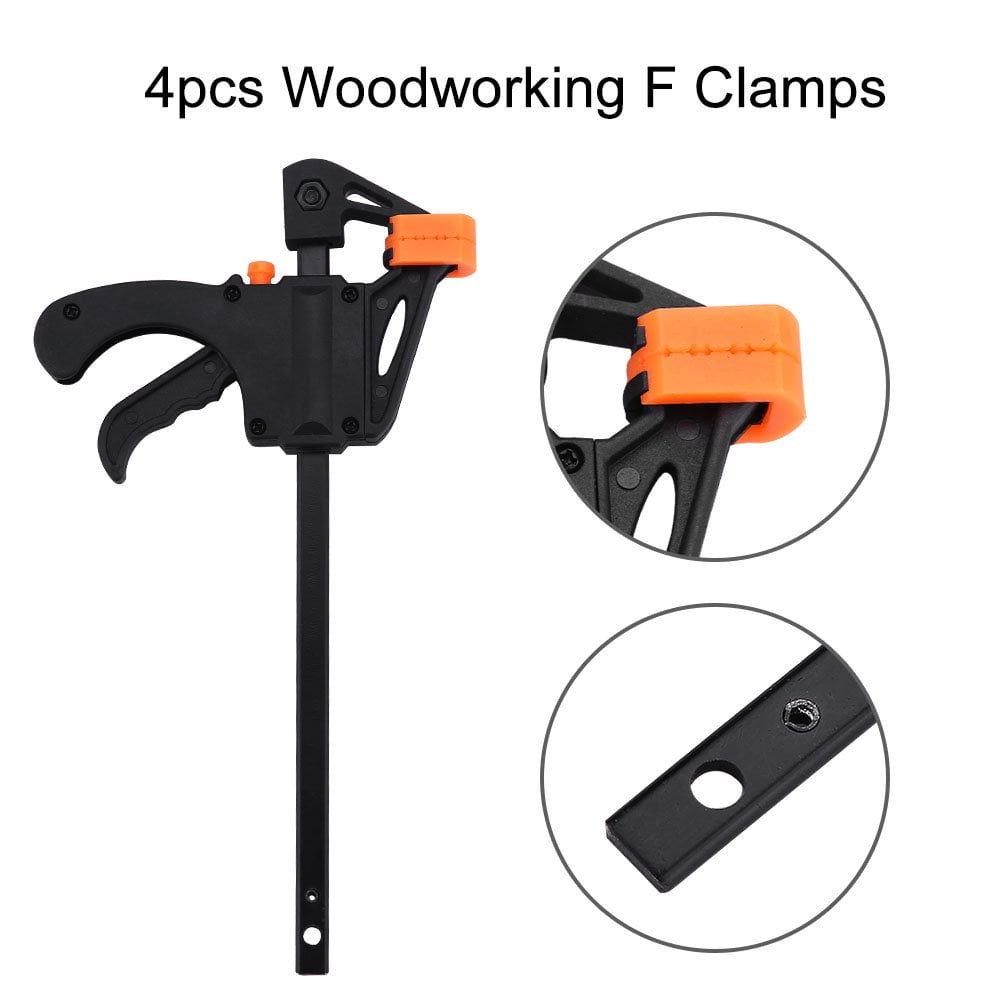 4 inch Woodworking Bar F Clamp Clip Grip Ratchet Release DIY Carpentry Tool Set 