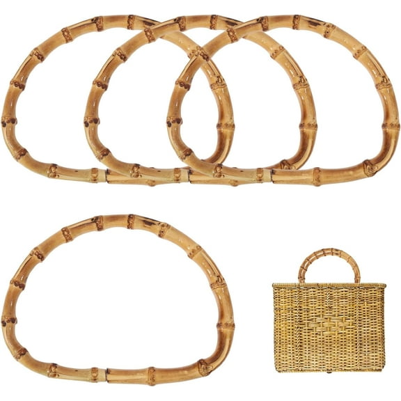 4pcs 4 Pcs Wooden D-Shaped Bamboo Bag Handle Replacements Handmade Bag Purse Making Handles for Beachbag Handbags Purse Handles Crafting 4.72×6.3 inch