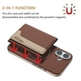 thumbnail image 2 of Allytechgroup Case for Apple iPhone 16, 2-in-1 Detachable Card Holder Magnetic RFID Blocking Wallet Shell [Compatible with MagSafe] Stand PU Leather Cover with Credit Card Slots/Cash Slot, Brown, 2 of 13